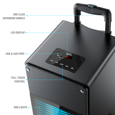 Intex Thriller 1000 | Trolley Speaker (100W Power & 3 Hours of Playback)